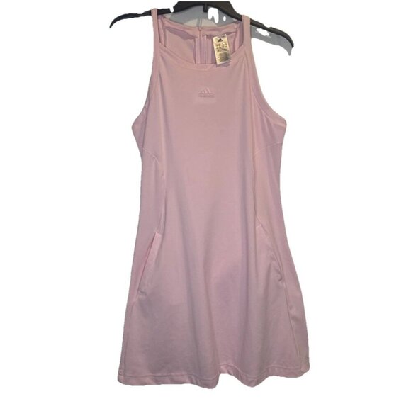 Adidas Women's Clear Pink City Break Sleeveless Mini Dress Sz L Tennis Golf - Picture 1 of 9